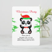 Kerst Panda Beer Elf op Witte Feest Uitnodiging (Staand voorkant)