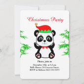 Kerst Panda Beer Elf op Witte Feest Uitnodiging (Voorkant)