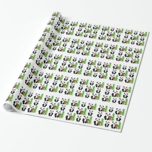 Kerst Panda Beren Cadeaupapier
