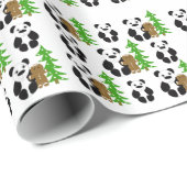 Kerst Panda Beren Cadeaupapier (Rol Hoek)