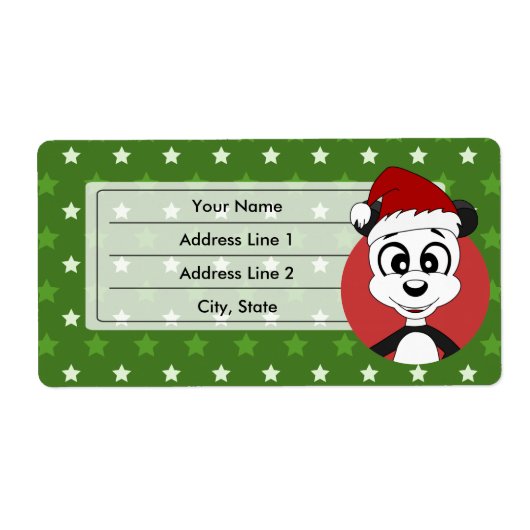 Kerst panda cartoon etiket (Voorkant)