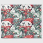 Kerst Panda Design Cadeaupapier (Vlak)