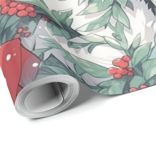 Kerst Panda Design Cadeaupapier (Rol Hoek)