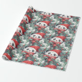 Kerst Panda Design Cadeaupapier (Uitgerold)