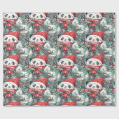 Kerst Panda Design Cadeaupapier (Vlak)