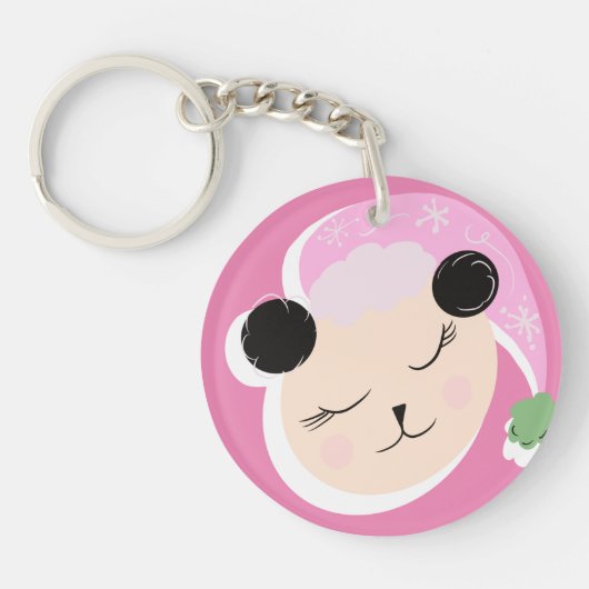 Kerst Panda Doodle Script Naam Sleutelhanger (Voorkant)
