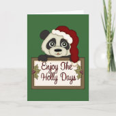 Kerst Panda Holly Days Kaart (Voorkant)
