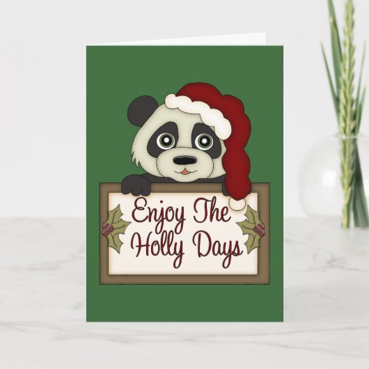 Kerst Panda Holly Days Kaart (Voorkant)
