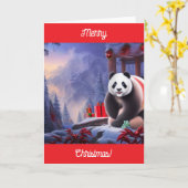 Kerst Panda Kaart (Gele Bloem)