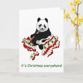 kerst panda kaart (Gele Bloem)