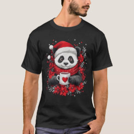 Kerst Panda Kerstman Koffie Meisjes Jongens Kinder T-shirt