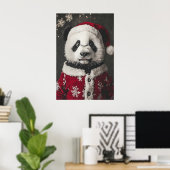 Kerst Panda Kunstprint, Grappige Feestdag Poster (Thuiskantoor)