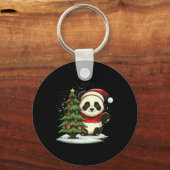 Kerst Panda Sinterklaas Op Kerstmis Panda Sleutelhanger (Voorkant)