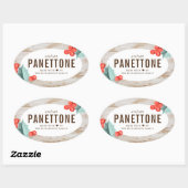 Kerst Panettone Brood Ovale Stickers (Vel)