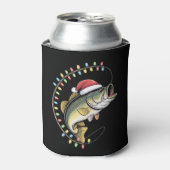 Kerst Papa Bass Fish Funny Gevist Visser Blikjeskoeler (Blikje Voorkant)