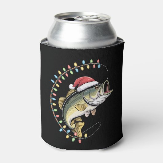 Kerst Papa Bass Fish Funny Gevist Visser Blikjeskoeler (Blikje Voorkant)