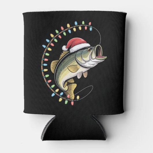 Kerst Papa Bass Fish Funny Gevist Visser Blikjeskoeler (Voorkant)