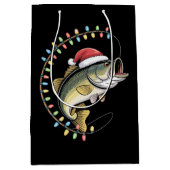 Kerst Papa Bass Fish Funny Gevist Visser Medium Cadeauzakje (Voorkant)
