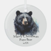 Kerst Papa Beer Dier Wildlife Dated Glas Ornament (Voorkant)