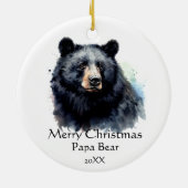 Kerst Papa Beer Dier Wildlife Dated Keramisch Ornament (Achterkant)