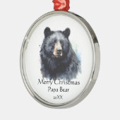 Kerst Papa Beer Dier Wildlife Dated Metalen Ornament (Links)