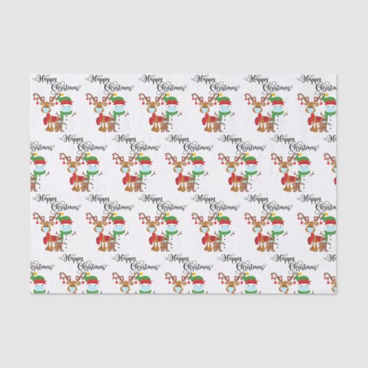 Kerst Papier 2020 Gezichtsmasker Reindeer sneeuwpo (Voorkant)