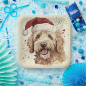 Kerst papier borden met goldendoodle papieren bordje (Feest)