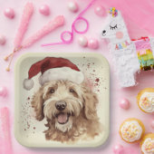 Kerst papier borden met goldendoodle papieren bordje (Feest)