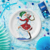 Kerst Papier Borden Sneeuwman en Meisje Dans Papieren Bordje (Feest)