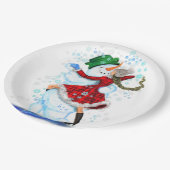 Kerst Papier Borden Sneeuwman en Meisje Dans Papieren Bordje (Gekanteld)