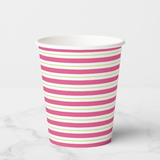 Kerst Papier Cups Vrolijk & Helder Roze en Groen Papieren Bekers (Achterkant)