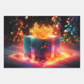 Kerst papier flat sheet set van 3 geschenken. inpakpapier vel (Voorkant 3)