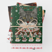 Kerst papier flat sheet set van 3 geschenken. inpakpapier vel (In situ)