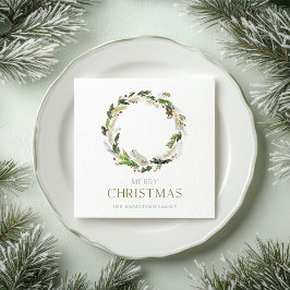 Kerst Papier servet met groene krans