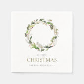 Kerst Papier servet met groene krans (Voorkant)
