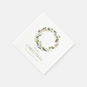 Kerst Papier servet met groene krans (Hoek)