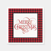 Kerst papier servetten rood & zwart buffel gelegd (Voorkant)