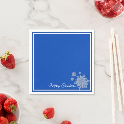 Kerst Papier Servetten Royal Blue Snowflakes (Insitu)