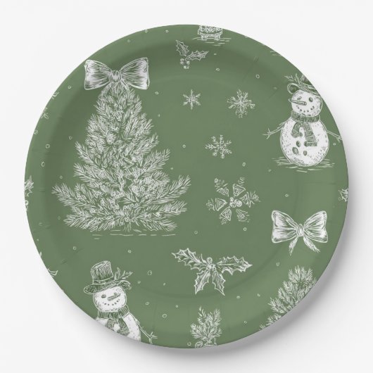 Kerst papieren bord groen toile (Voorkant)