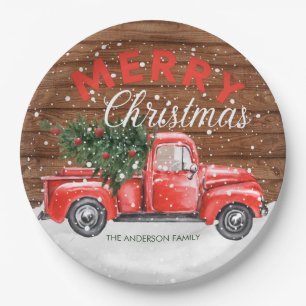 Kerst Papieren Borden Oude Rode Truck Bordje