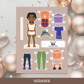 Kerst papieren pop Indiaas meisje winter outfits