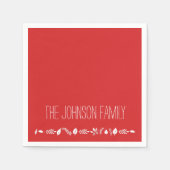 Kerst Papieren Servetten Met Witte Bladeren (Voorkant)