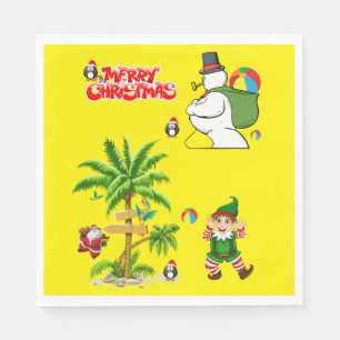 Kerst Papieren Servetten, Zomer Strand Santa Claus Servet