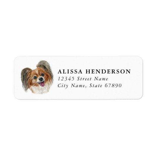 Kerst Papillon Hond Retouradres Label (Voorkant)