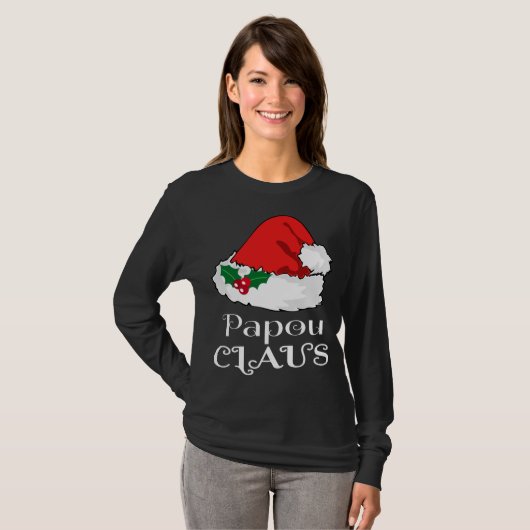 Kerst Papou Claus Matching Pyjama Santa Hat X- T-shirt (Voorkant volledig)