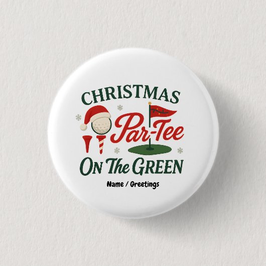 Kerst Par-Tee Op De Green Grappige Golf Kerstmis Ronde Button 3,2 Cm (Voorkant)