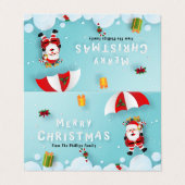 Kerst Parachuting Santa Treat Goodie Bag Label Visitekaartje (Buitenkant ongevouwen)