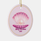 Kerst Parel Zeeschelp Keramisch Ornament (Rechts)