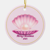 Kerst Parel Zeeschelp Keramisch Ornament (Voorkant)