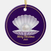 Kerst Parel Zeeschelp Keramisch Ornament (Voorkant)